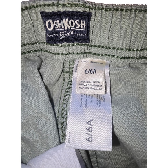OshKosh Bgosh Boys Sage Green Cotton Cargo Shorts Size 6 Elastic Waist Utility - Picture 3 of 3